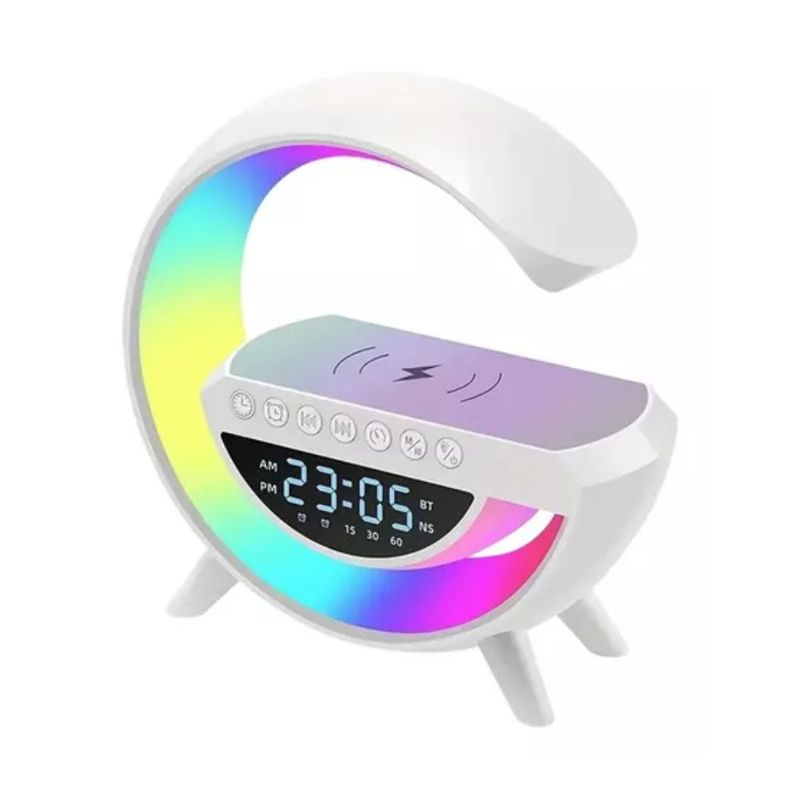 GENERICO - Parlante Lampara G Cargador Inalambrico Rgb Reloj Bt