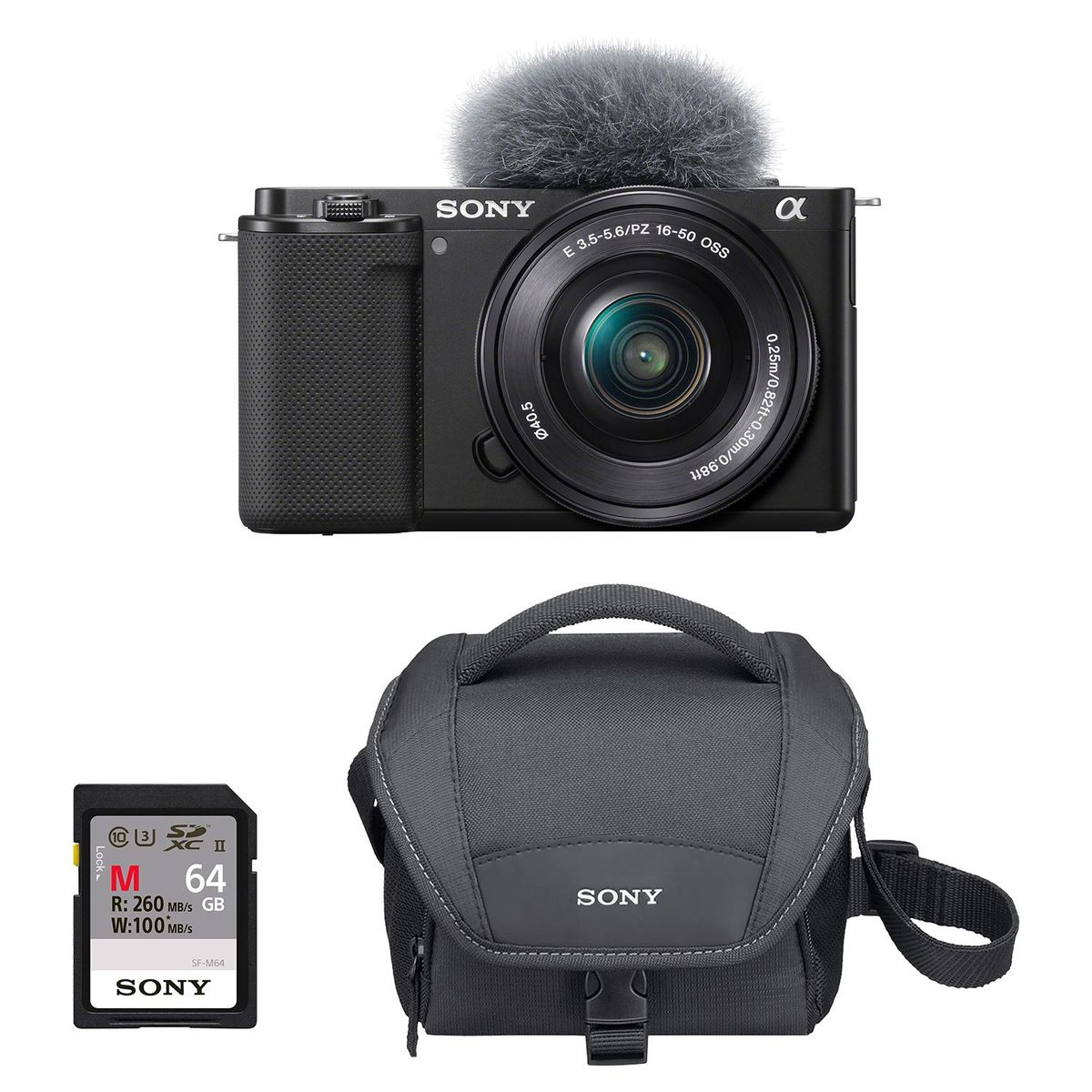 SONY - Kit Cámara para Vlogs ZV-E10L con Estuche y Memoria de 64GB