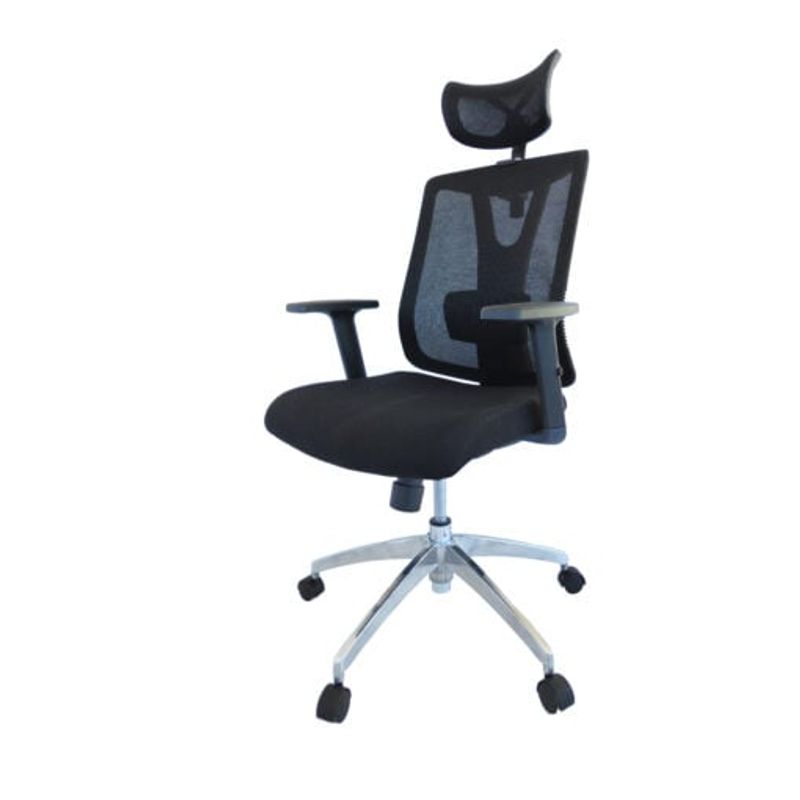 MUEBLESYA - Silla de Oficina Sesquilé Presidente + Apoyo Lumbar + Brazos 3D+Cromo+Ruedas de Goma 50CM