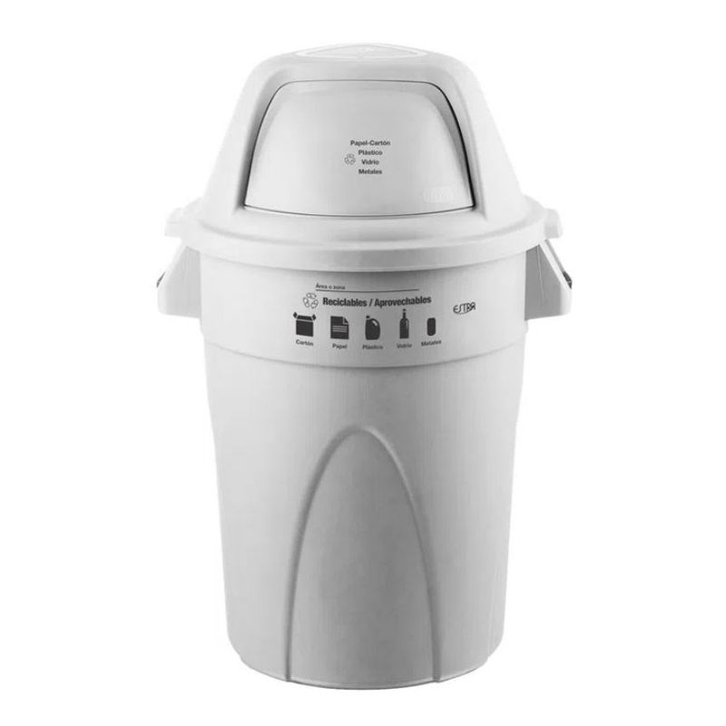 ESTRA - Contenedor Elite Tapa Domo 121 Litros Blanco Marcado
