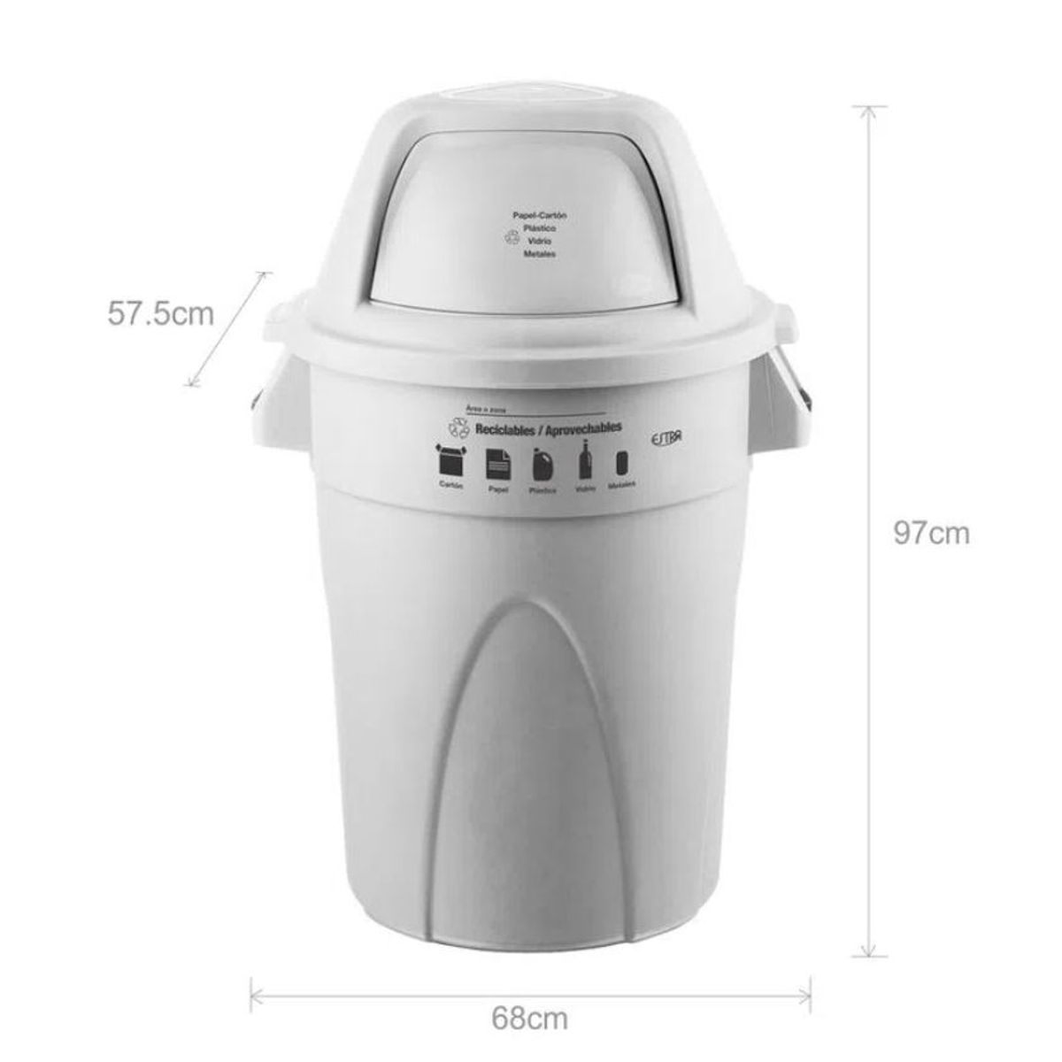 ESTRA - Contenedor Elite Tapa Domo 121 Litros Blanco Marcado