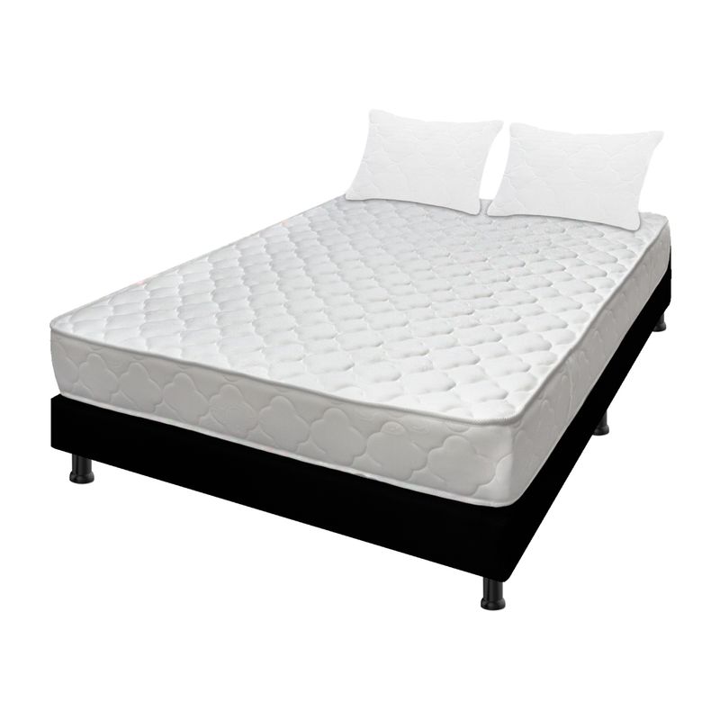 DORMILANDIA - Combo Colchón Semidoble Espumado Ultraflex +Base Cama Entera +Almohadas