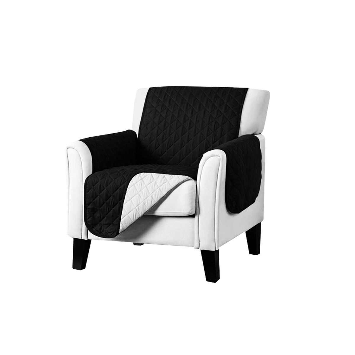 AFM - Protector Sofá Doble Faz 1 Puesto Gris-Negro