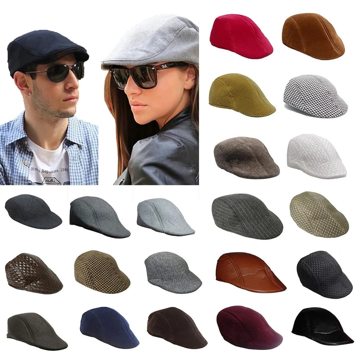 VELBROS - Boina Inglesa Hombre Mujer Sol Gorra Gorro Sombrero - Multicolor