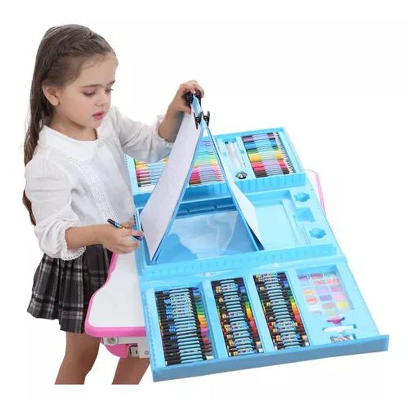 GENERICO - Kit/set De Arte Dibujo Maletin Caballete 208 Piezas Niños