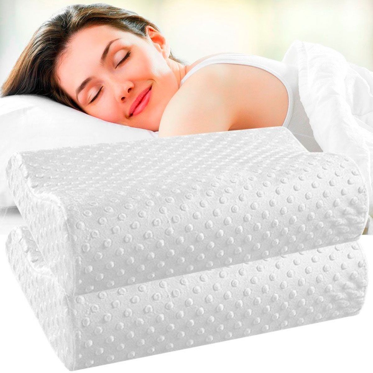 ZHOPI CO - Dos Almohadas Aloe Viscoelásticas Memory Foam Puntos Funda Ortopédica