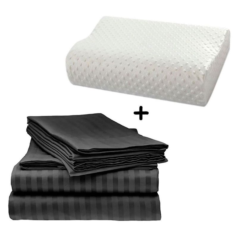 ZHOPI CO - Juego Sabanas Cama Queen Negro Mas 1 Almohada Aloe Viscoelastica