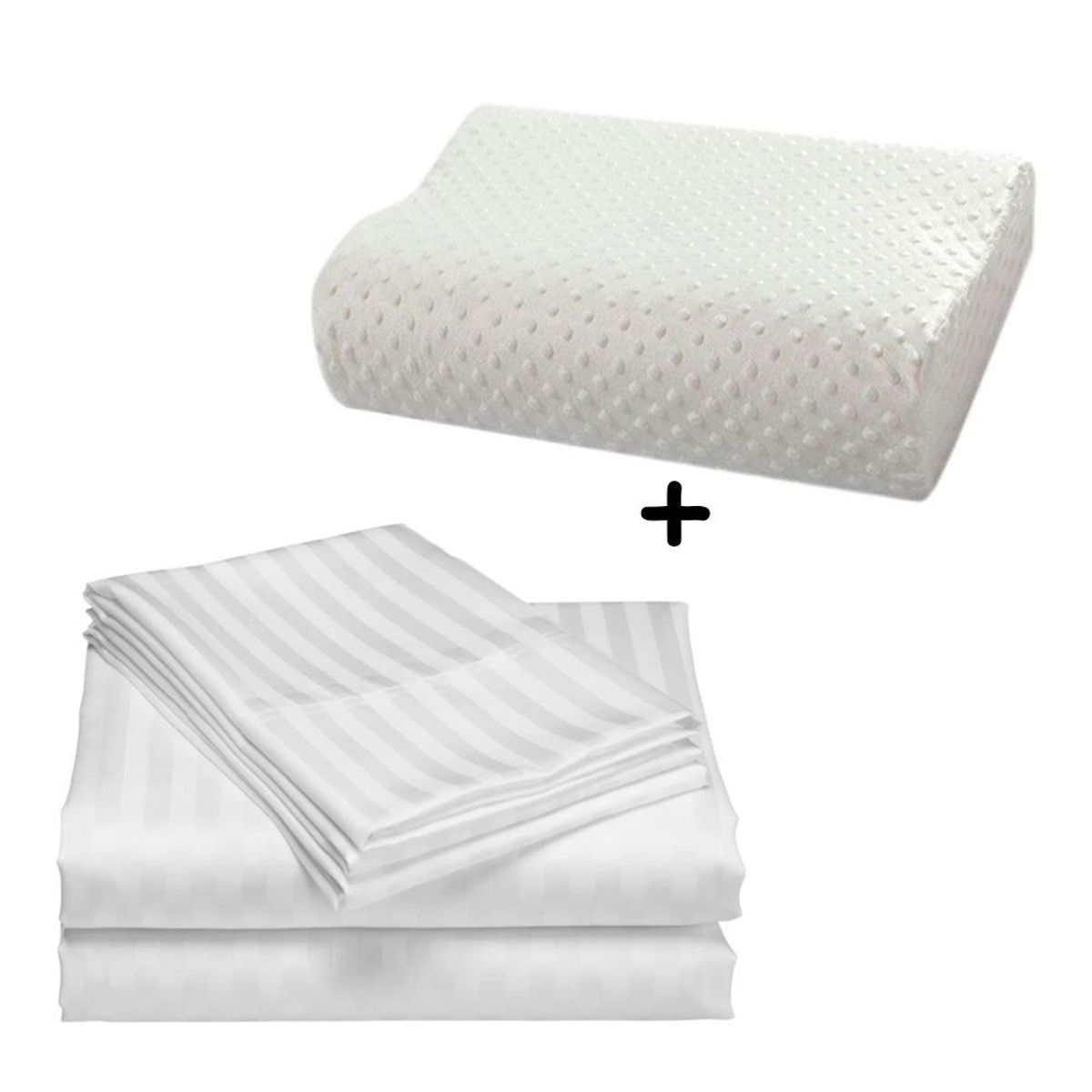 ZHOPI CO - Juego Sabanas Cama Doble Blanco Mas 1 Almohada Aloe Viscoelastica