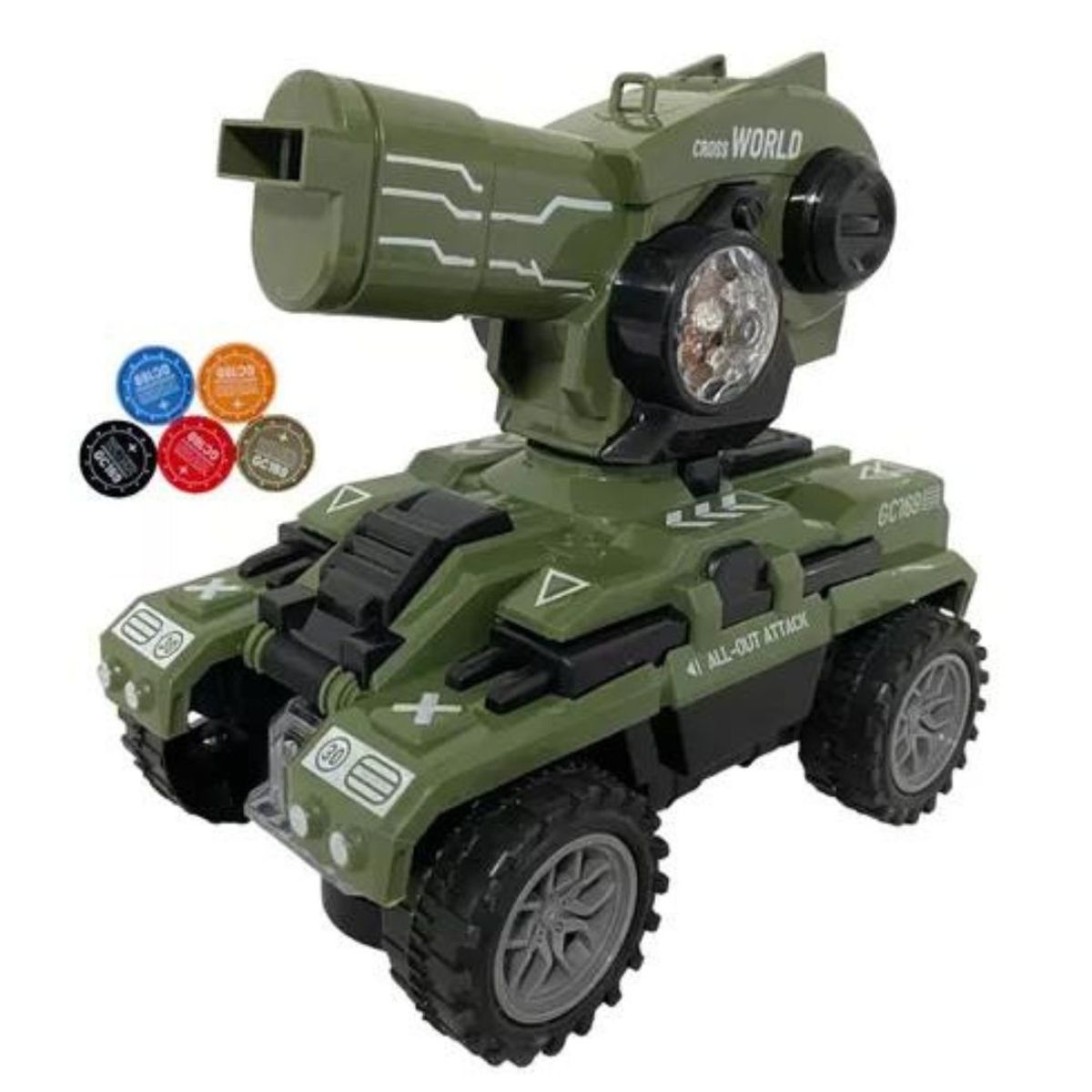 MAZUGI - Carro Tanque Control Remoto Lanzador Música Luz Movimiento