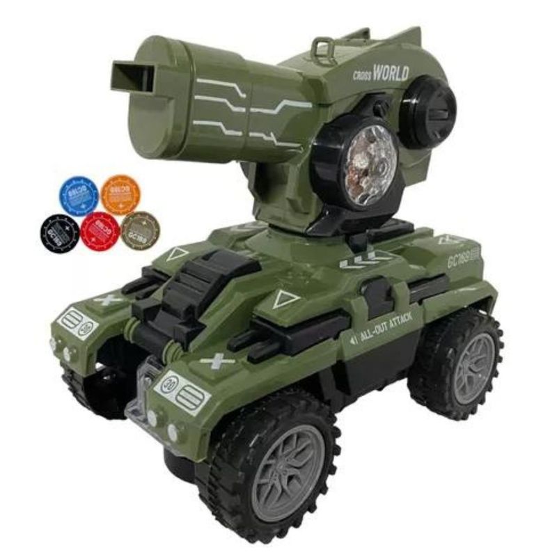 MAZUGI - Carro Tanque Control Remoto Lanzador Música Luz Movimiento