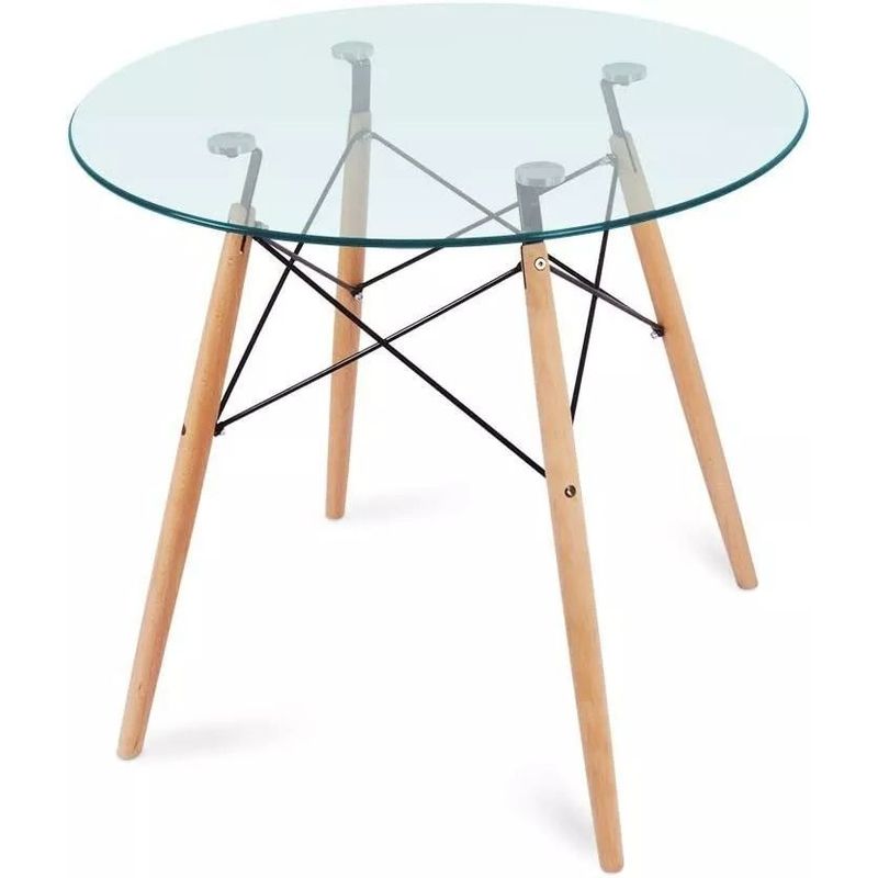 MOBLIHOUSE - Mesa Comedor Milano Tapa De Vidrio 80cm Moblihouse