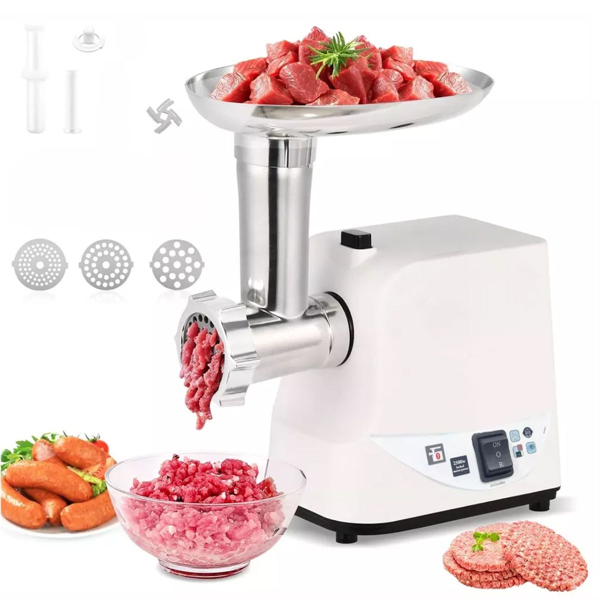 ONE PIXEL - Molino Eléctrico Para Maíz Carne 2500w 6 En 1 Con Embutidor