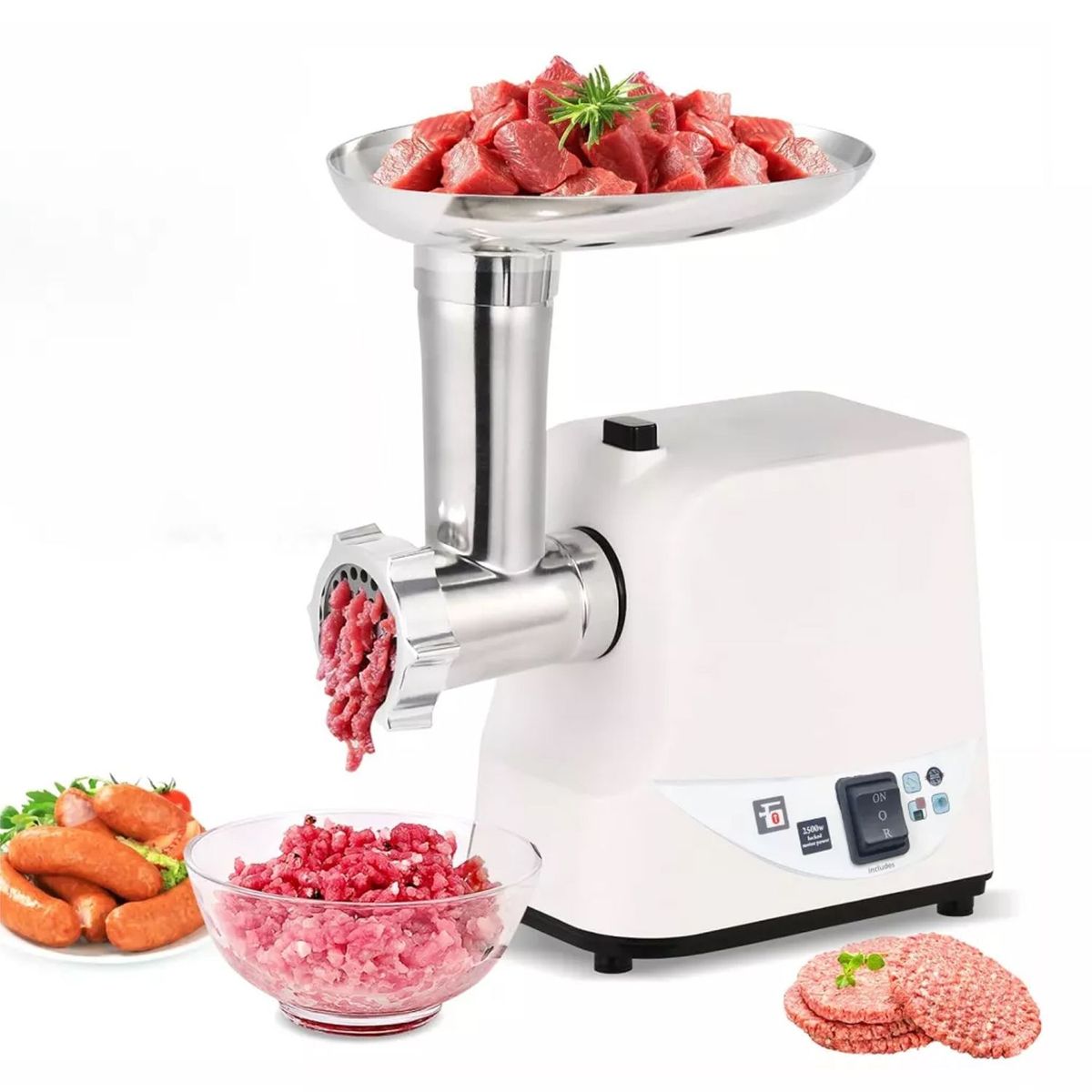 ONE PIXEL - Molino Eléctrico Para Maíz Carne 2500w 6 En 1 Con Embutidor