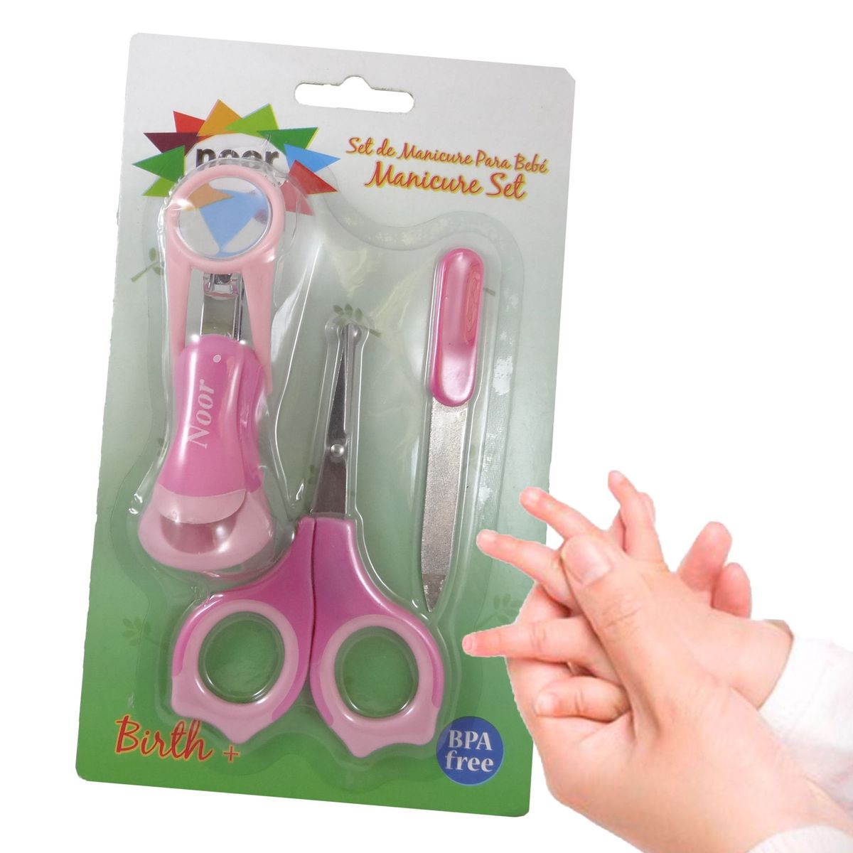 GENERICO - Set Cortauñas tijeras lima para bebe con lupa Noor niña