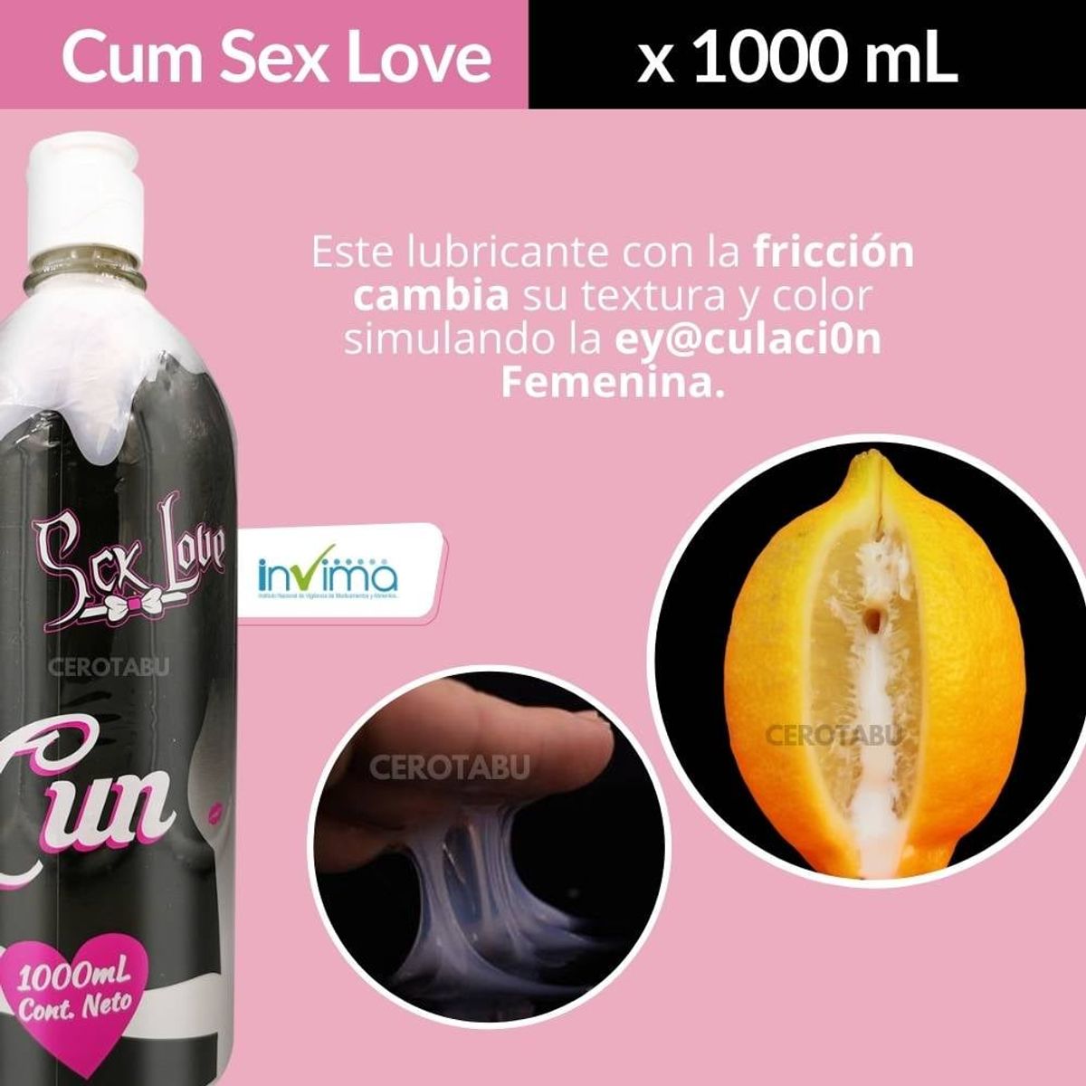 SEX LOVE - Lubricante Intimo Cum Simula Eyaculacion Mujer 1000 Ml