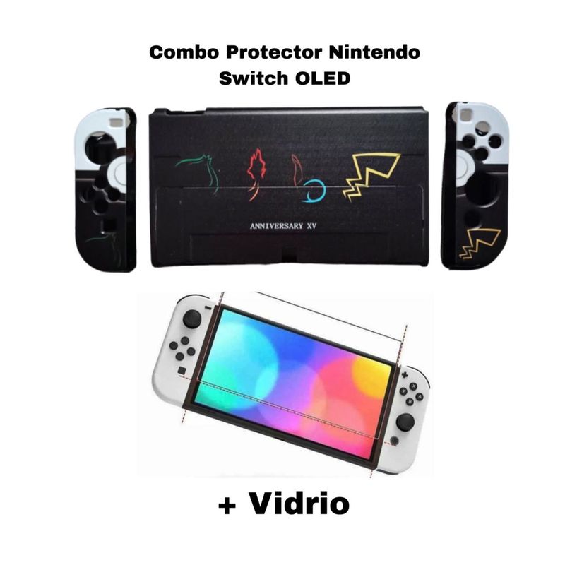 GENERICO - Acrilico Diseño Logo + Vidrio Protector Para Switch Oled