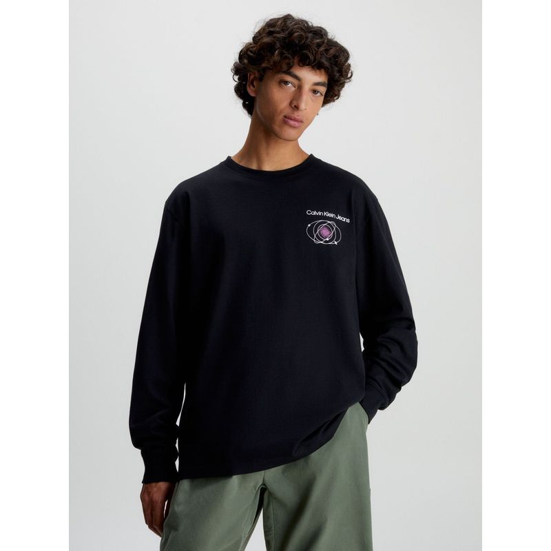 CALVIN KLEIN - Camiseta Manga Larga Con Estampado Hombre Negro Calvin Klein