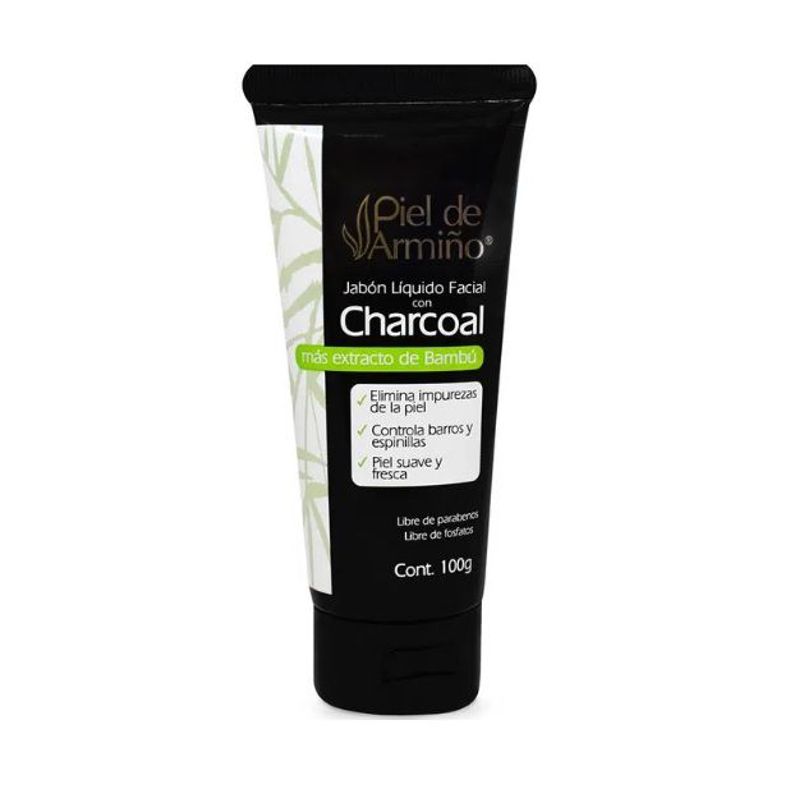GENERICO - Jabón Liquido Facial Carbón Activado CHARCOAL Bambú Acné 100 Gramos