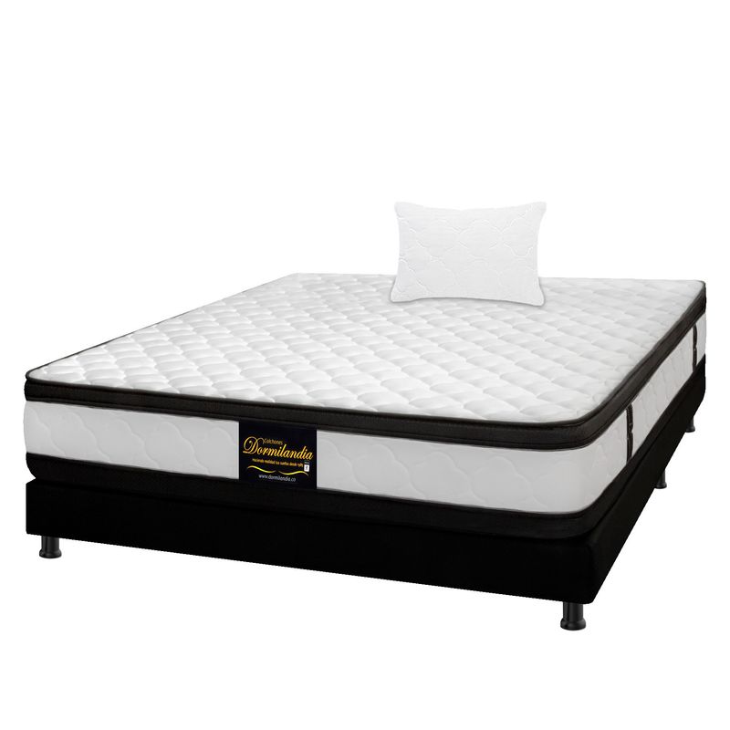 DORMILANDIA - Combo Colchón Sencillo Espumado Malta Base Cama Entera Almohada