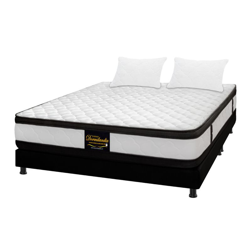 DORMILANDIA - Combo Colchón Queen Espumado Malta Base Cama Dividida Almohadas
