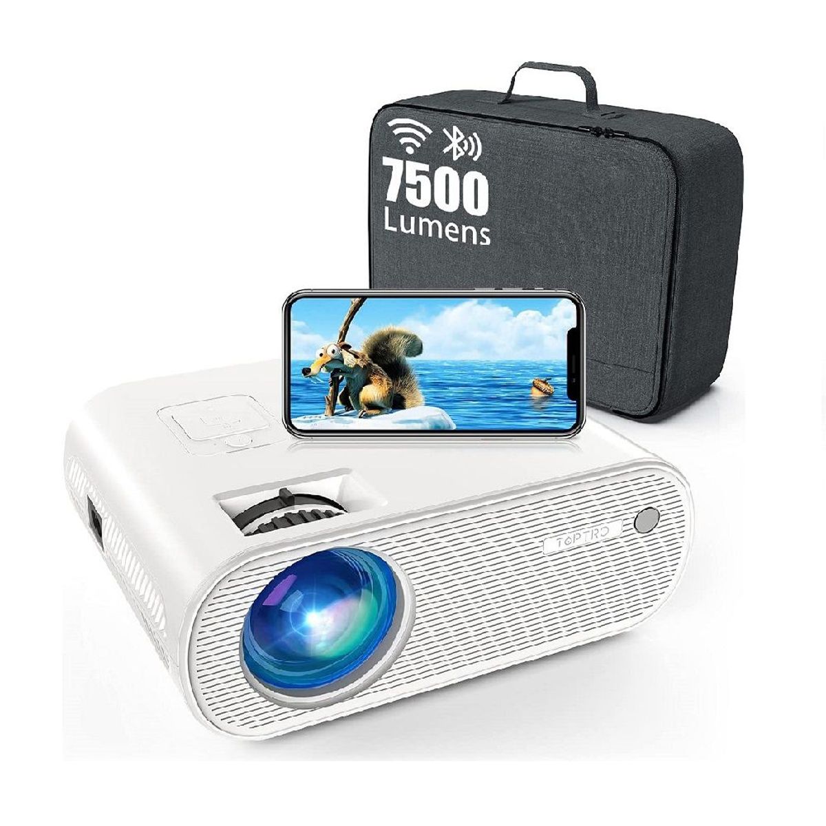GENERICO - Proyector Led Toptro X2 7500 Lm Wifi Bt 5.0 Nativo 720p Maletin