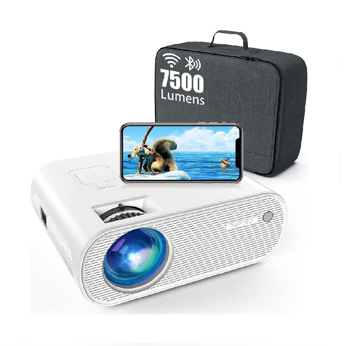 GENERICO - Proyector Led Toptro X2 7500 Lm Wifi Bt 5.0 Nativo 720p Maletin