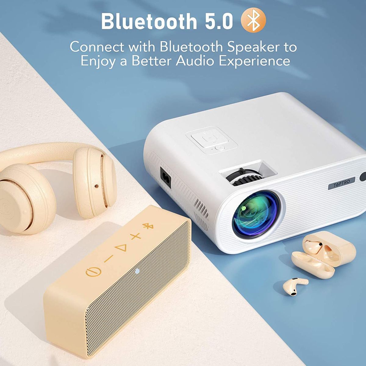GENERICO - Proyector Led Toptro X2 7500 Lm Wifi Bt 5.0 Nativo 720p Maletin