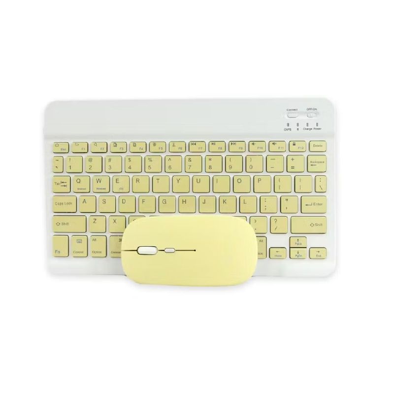 GENERICO - Kit Mouse Y Teclado Bluetooth Tablet - Pc - Celular 10 Amarillo