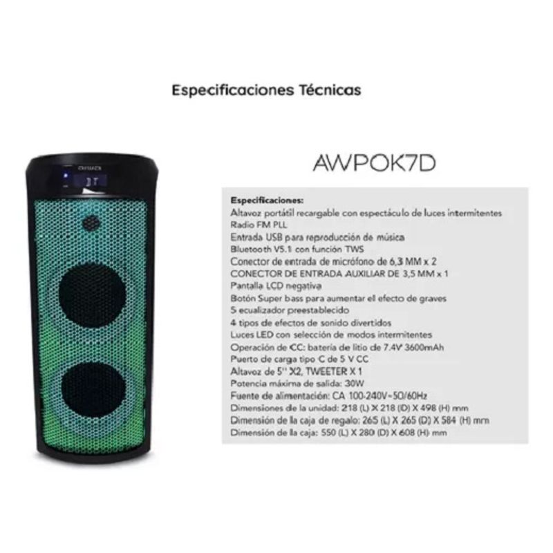 AIWA - AIWA TORRE DE SONIDO ONE BOX AWPOK7D