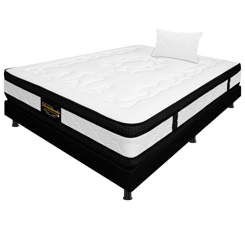 DORMILANDIA - Combo Colchón 100X 190 Sencillo Resortado Híbrido - Base Cama Entera - Almohada