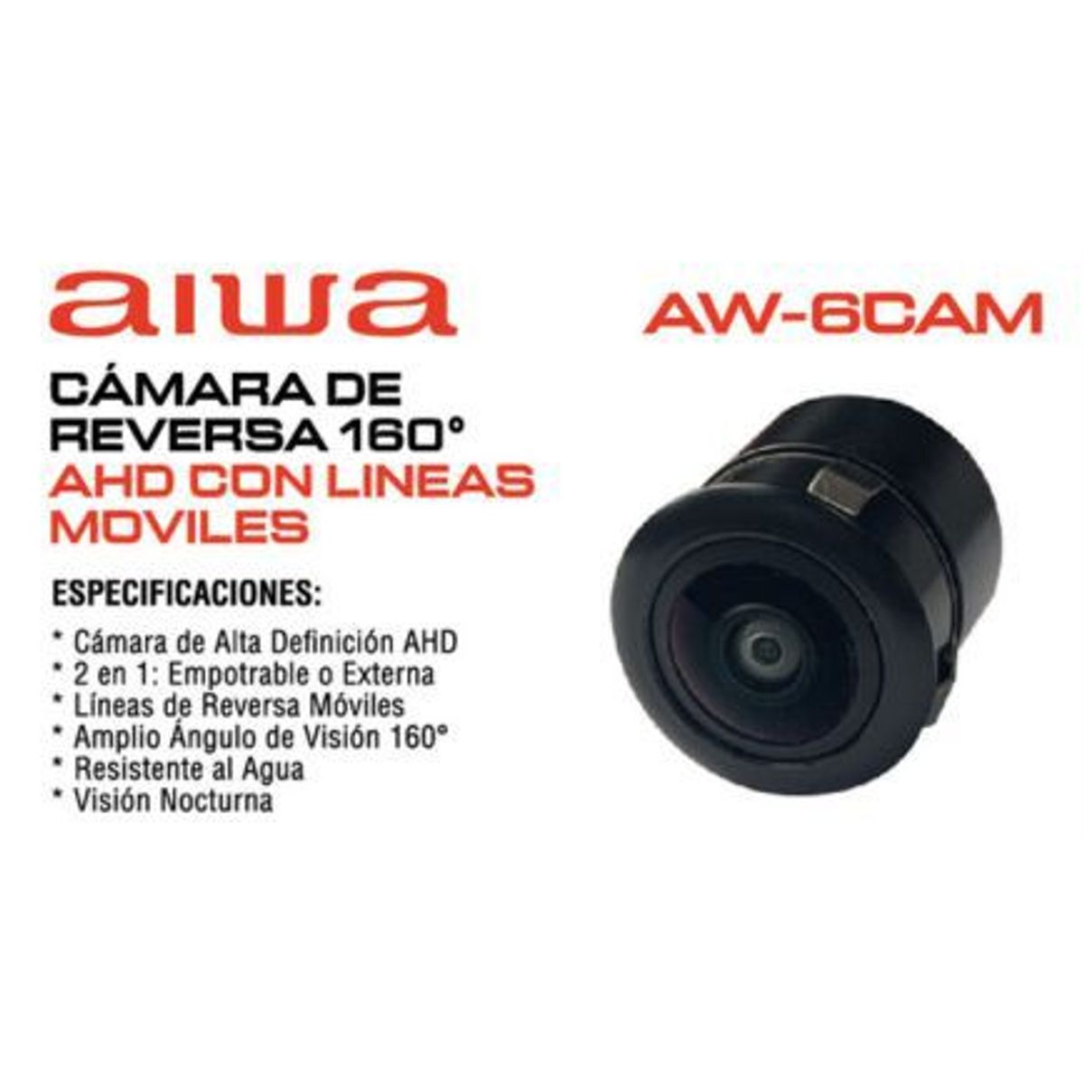 AIWA - Camara De Reversa Para Carro 160° AHD y Lineas Moviles Aiwa