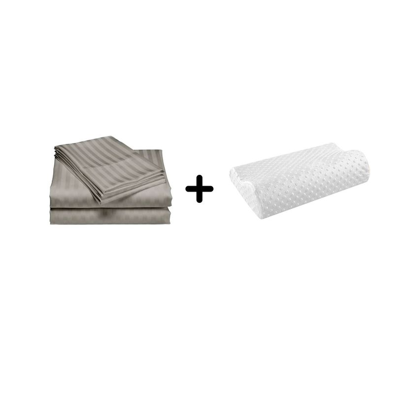 ZHOPI CO - Juego Sabanas Cama Doble Gris Mas 1 Almohada Aloe Viscoelastica
