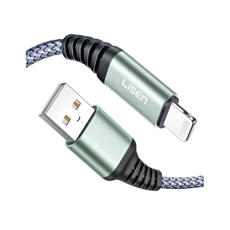 LISEN - Cable Para iPhone Reforzado Mfi  Uso Rudo Gris