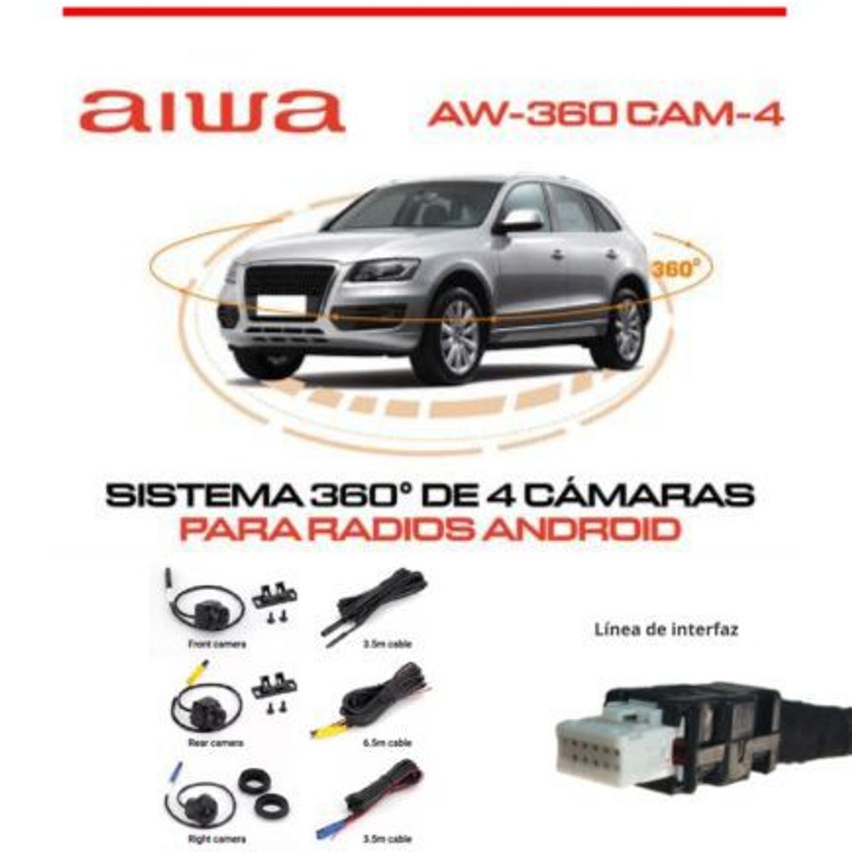 AIWA - Sistema 360° De 4 Cámaras Para Radios Android Aiwa AW-360