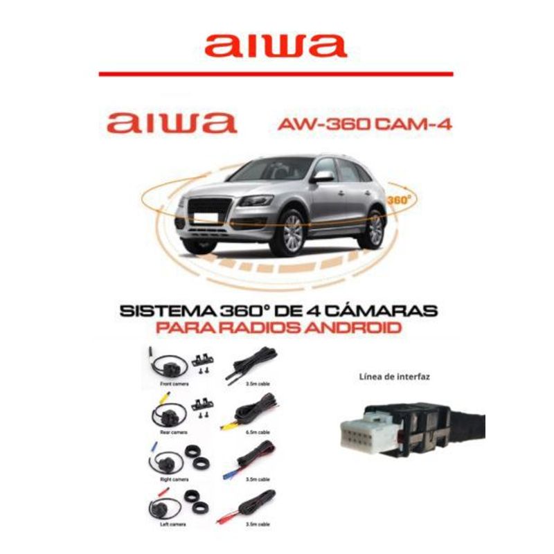 AIWA - Sistema 360° De 4 Cámaras Para Radios Android Aiwa AW-360