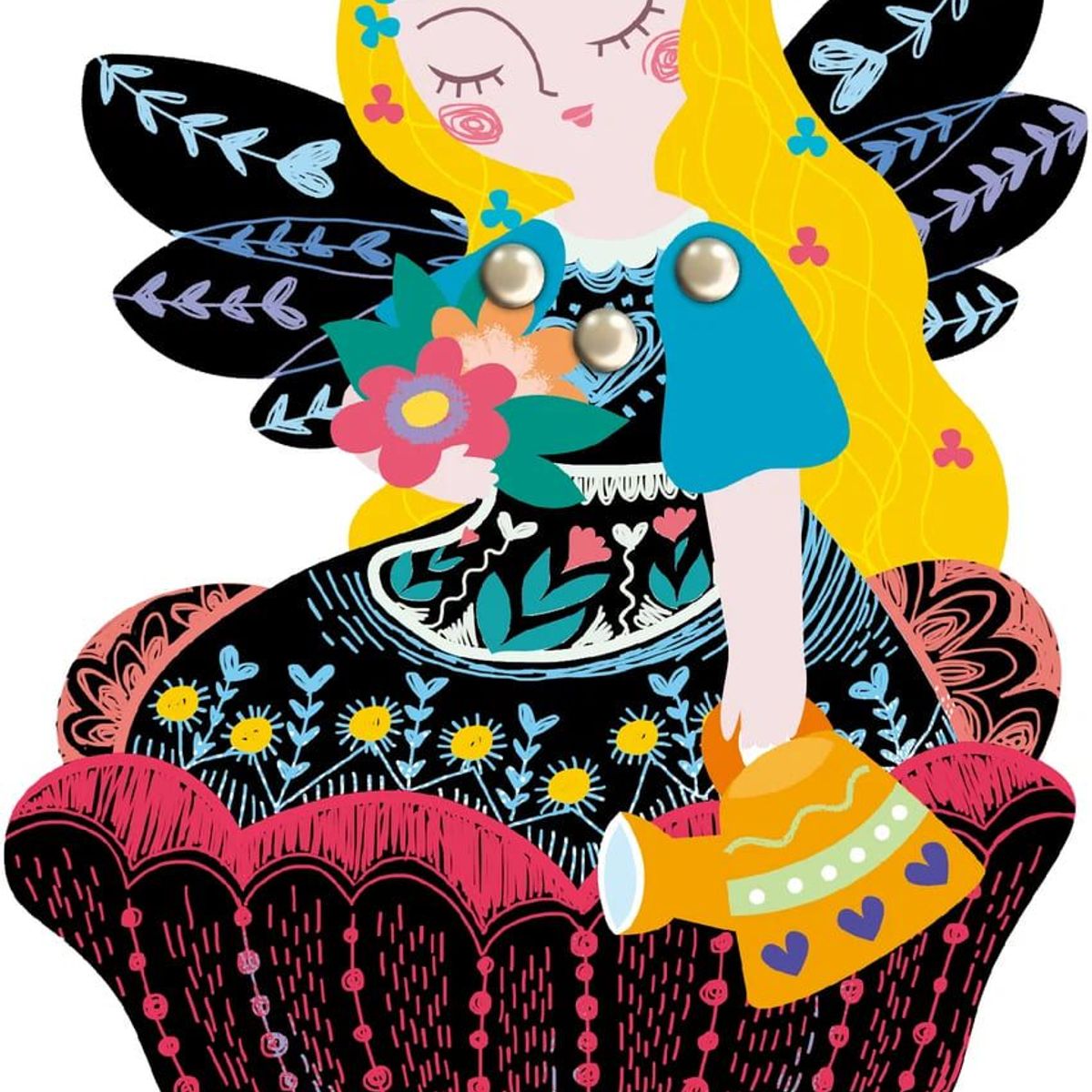 JUGANDO Y EDUCANDO - Set De Arte Para Raspar Marionetas Hadas Del Jardín Niñas