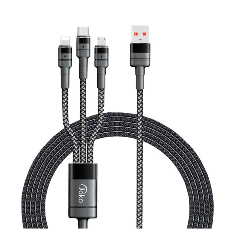 GENERICO - Cable Datos Carga Rapida 3 Entradas En 1 Pulpo 66w Tipo C V8 Lightning