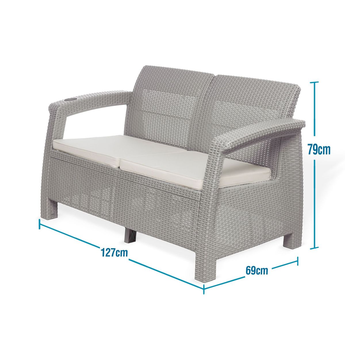 PLASTICOS MQ - Sofa Para Exterior 2 Puestos Tipo Ratan Marca Mq