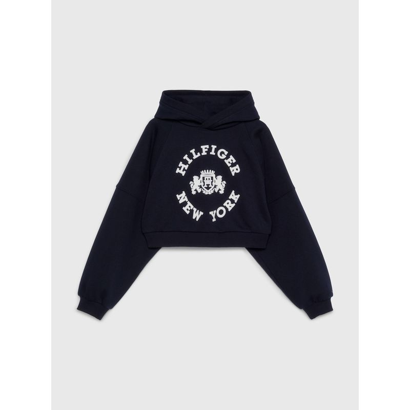 TOMMY HILFIGER - Buzo Azul Cropped Con Gorro Para Niña Tommy Hilfiger