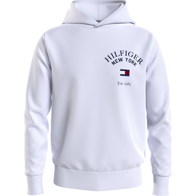 TOMMY HILFIGER - Buzo Blanco Universitario Con Gorro Y Logo Tommy Hilfiger