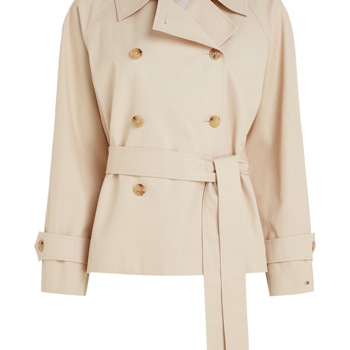 TOMMY HILFIGER - Chaquetón De Botonadura Doble Con Cinturón Mujer Beige Tommy Hilfiger