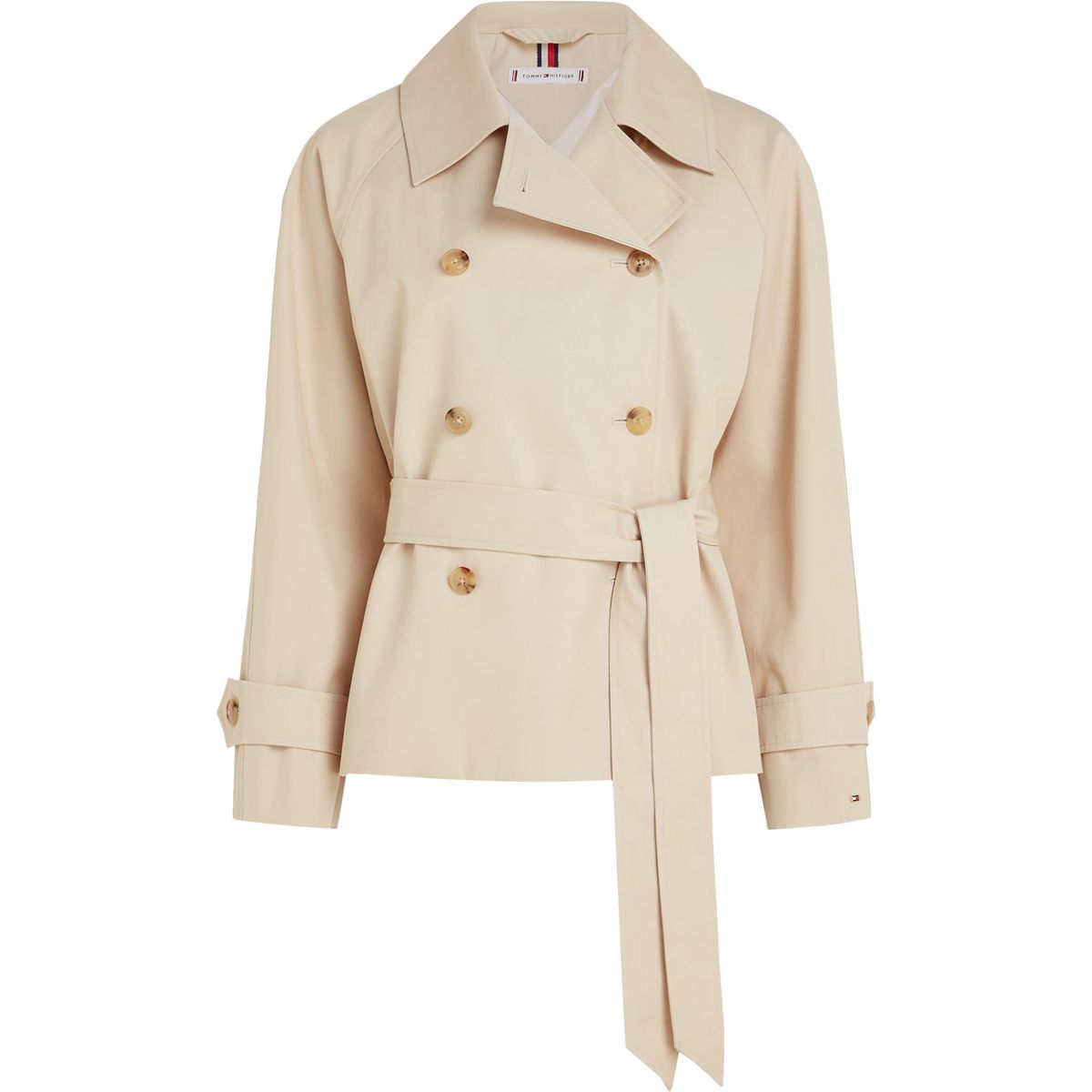 TOMMY HILFIGER - Chaquetón De Botonadura Doble Con Cinturón Mujer Beige Tommy Hilfiger