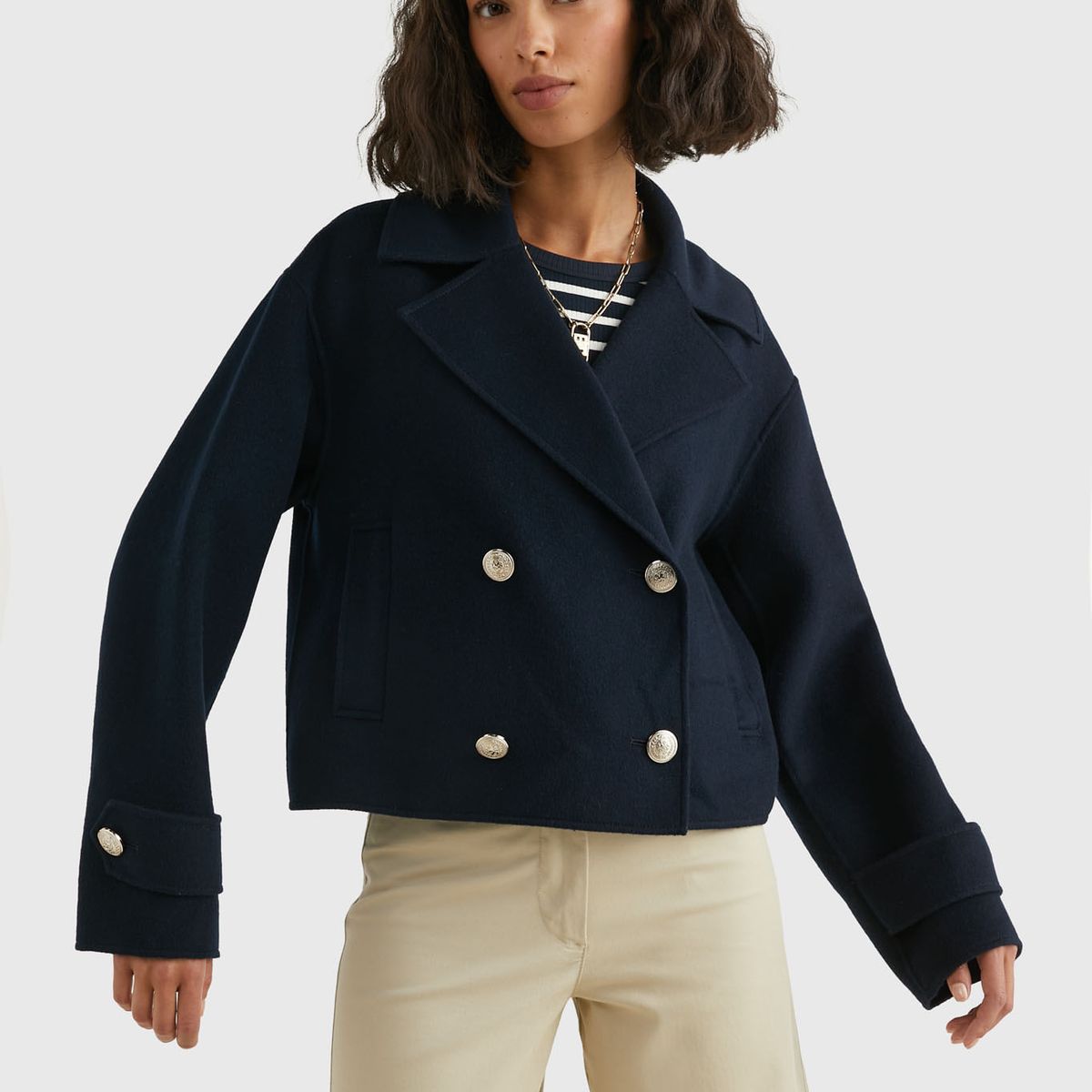 TOMMY HILFIGER - Chaqueta Azul De Botonadura Doble Para Mujer Tommy Hilfiger