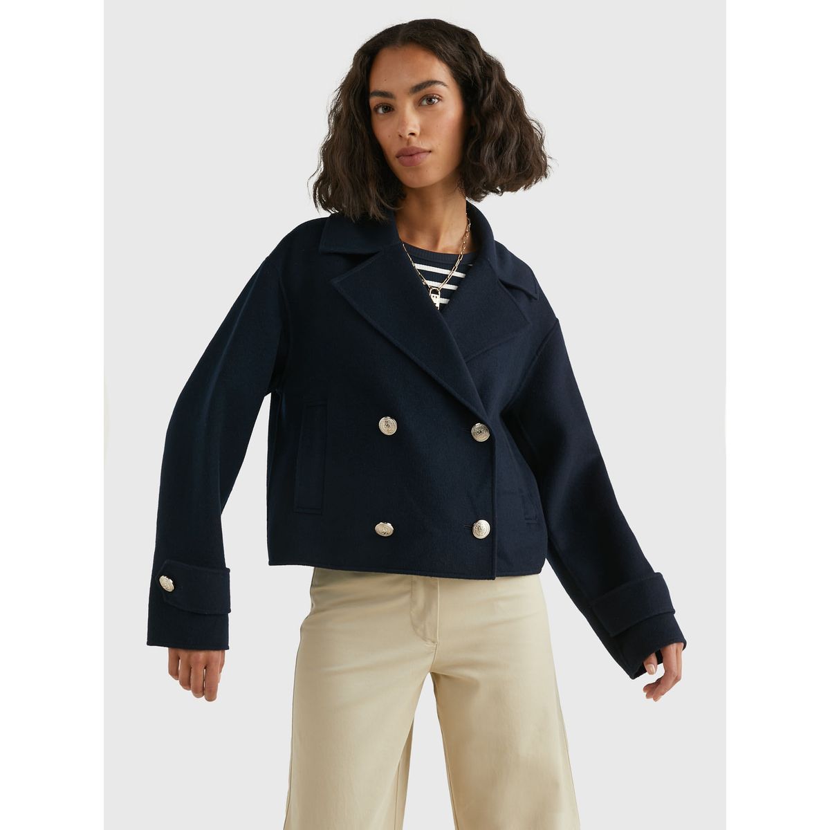 TOMMY HILFIGER - Chaqueta Azul De Botonadura Doble Para Mujer Tommy Hilfiger