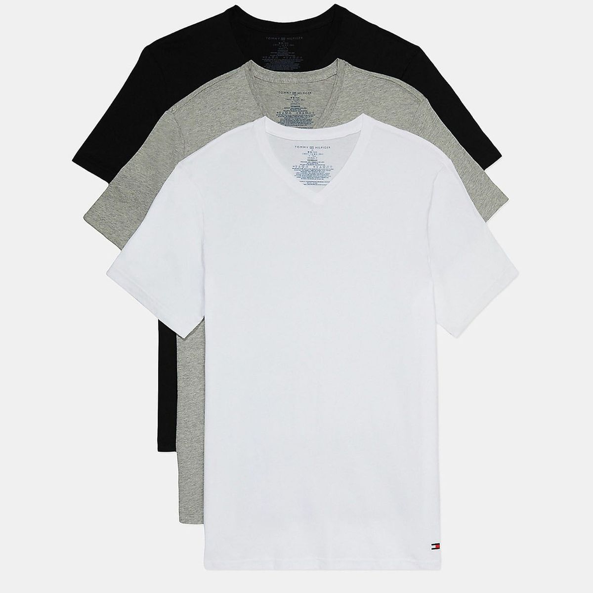 TOMMY HILFIGER - Paquete De 3 Camisetas De Cuello V Con Logo Hombre Negro Tommy Hilfiger