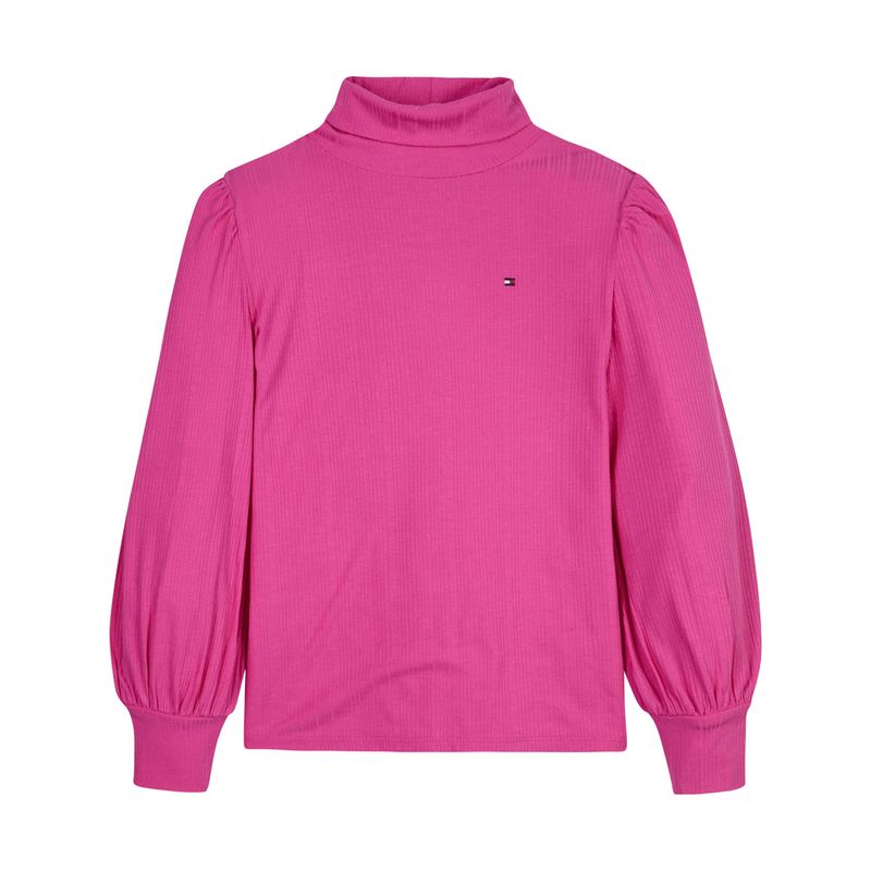 TOMMY HILFIGER - Camiseta Rosa Con Cuello Alto Para Niña Tommy Hilfiger