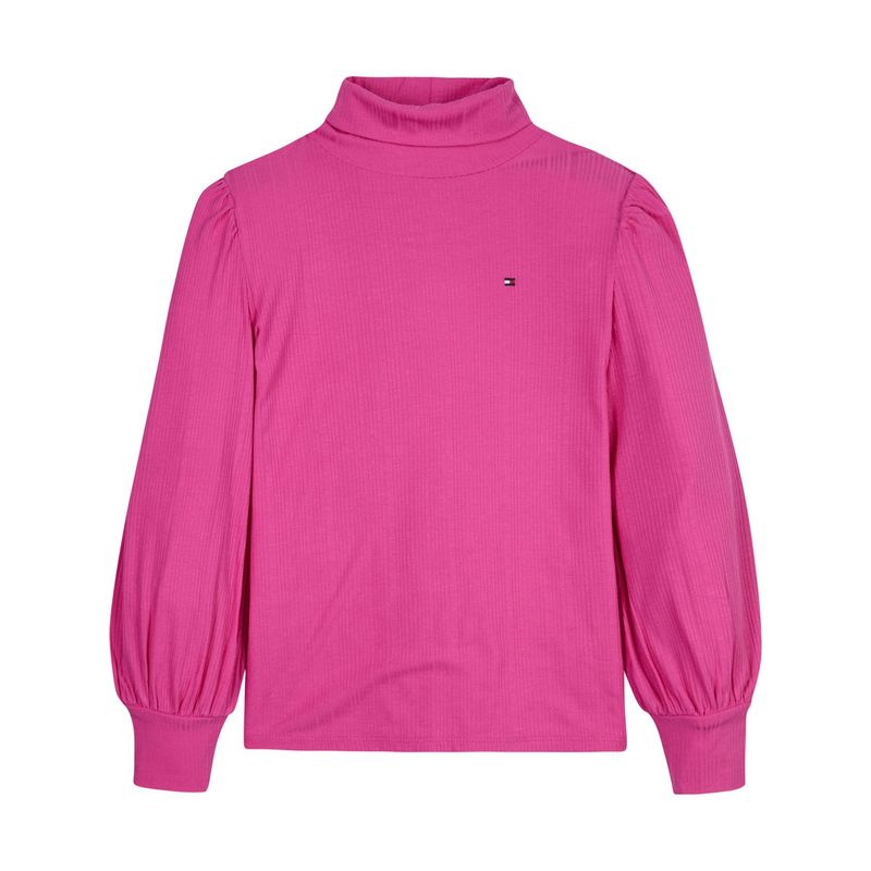 TOMMY HILFIGER - Camiseta Rosa Con Cuello Alto Para Niña Tommy Hilfiger