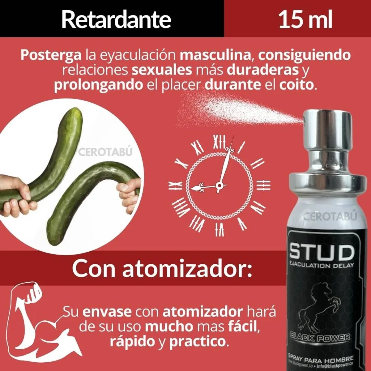 GENERICO - Lubricante Retardante En Spray Masculino STUD 100% Original 15ml