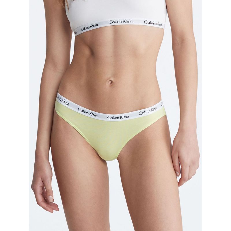 CALVIN KLEIN - Pantie Amarillo Tipo Bikini Clásico Con Logo Calvin Klein