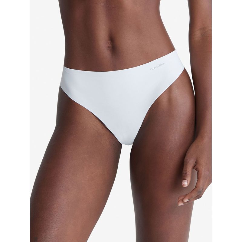 CALVIN KLEIN - Tanga Celeste Invisible Con Logo En El Lateral